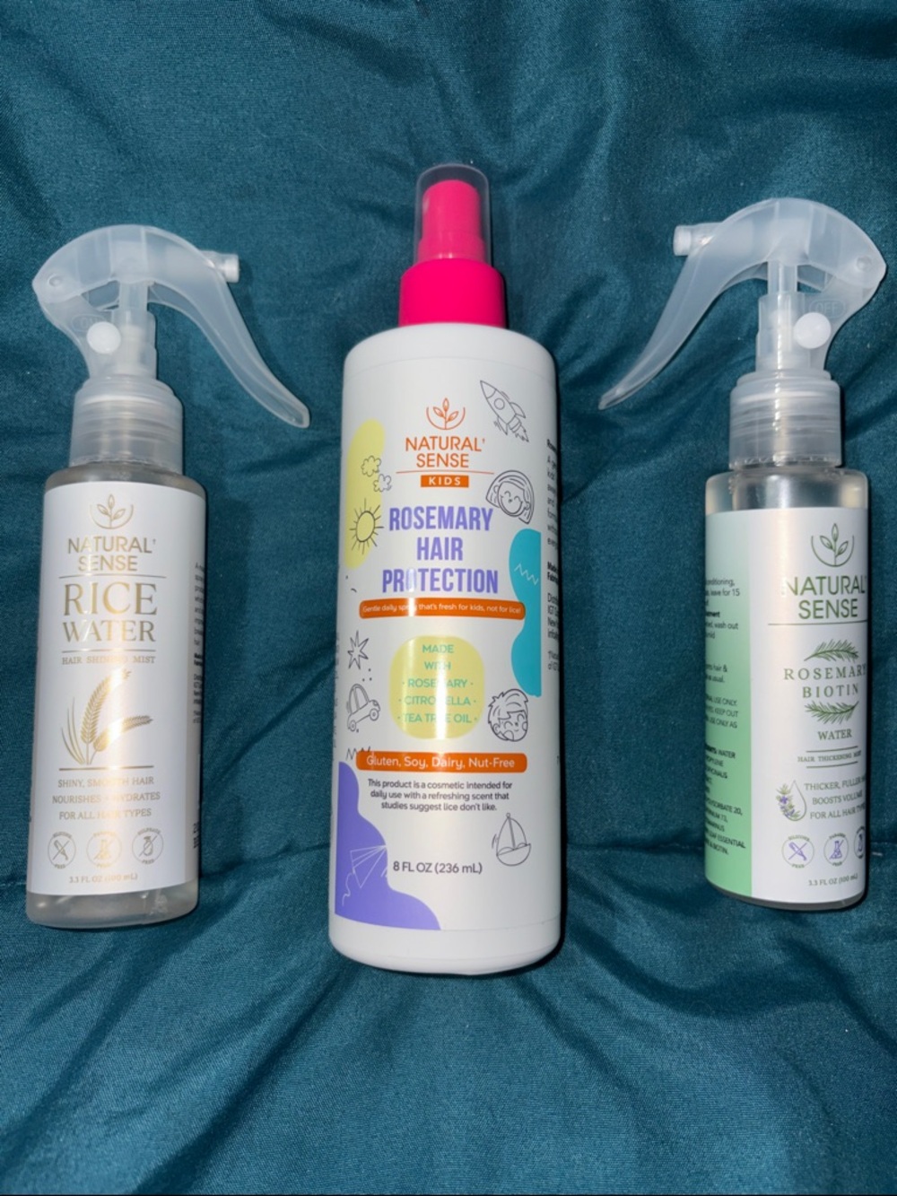 3-Natural Sense-Rosemary Hair Protection Spray Kids, Rice Water & Rosemary Bioti